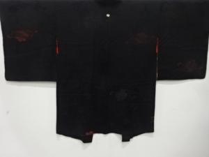 大正ロマン　漆　巾着に小槌模様織出し　一ツ紋羽織